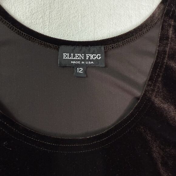 Vtg Womens Y2K Velvet Tank Top Sz 12 Fairygoth Chocolate Brown Chic Ellen Fig - Picture 3 of 6